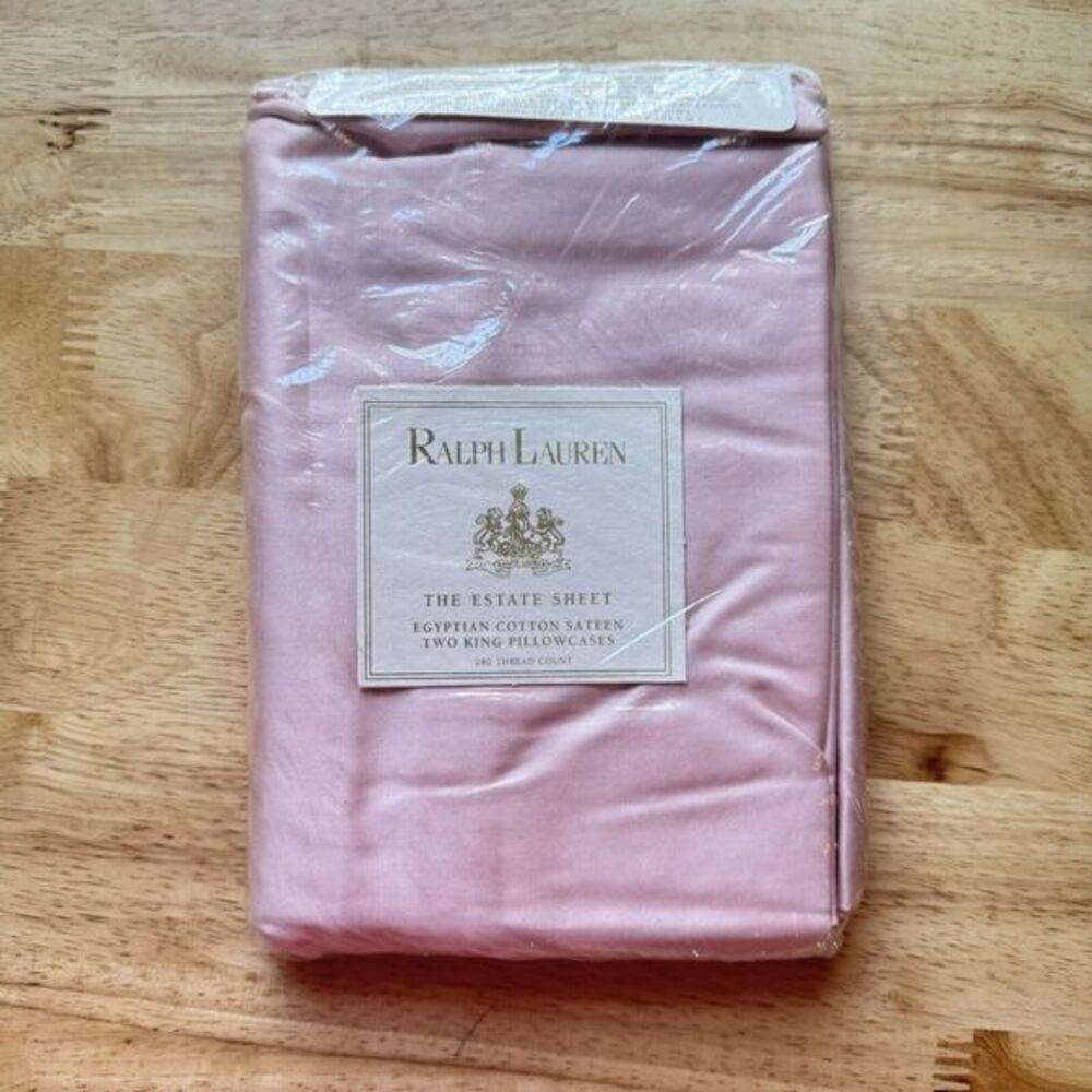 New Ralph Lauren Estate Sheet Egyptian Cotton Sateen 2 KING Pillowcases Rosebud